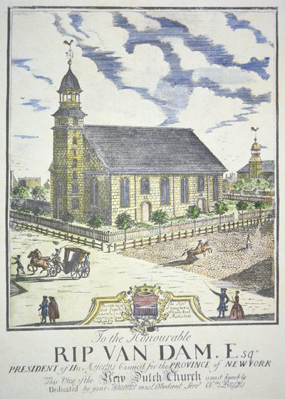 The New Dutch Reformed Church, Built on the Corner of Nassau and Liberty Streets, New York City, in 1731 by American School