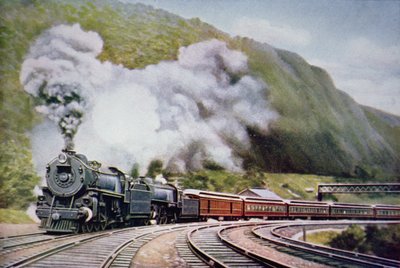 The New York to Chicago Express at the Horse-Shoe Curve, Alleghany, c.1930 by American School
