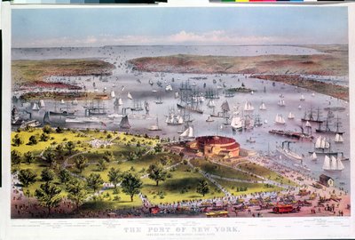 The Port of New York, Birds-eye View from the Battery by American School