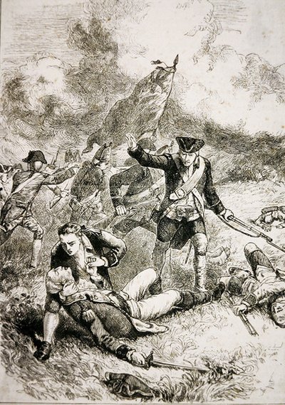The death of Major John Pitcairn of the British Marines at the Battle of Bunker Hill by American School