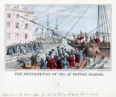 The Destruction of Tea at Boston Harbor by American School
