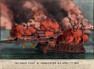 The great fight at Charleston S.C., April 7th 1863, pub. Currier & Ives, 1863 by American School