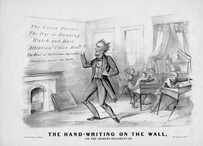 The hand-writing on the wall, or, The modern Belshazzar by American School
