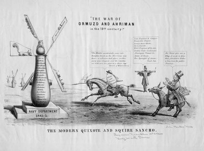 The modern Quixote and Squire Sancho by American School