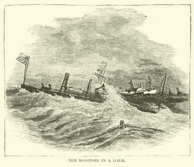 The Monitors in a Gale, December 1864 by American School