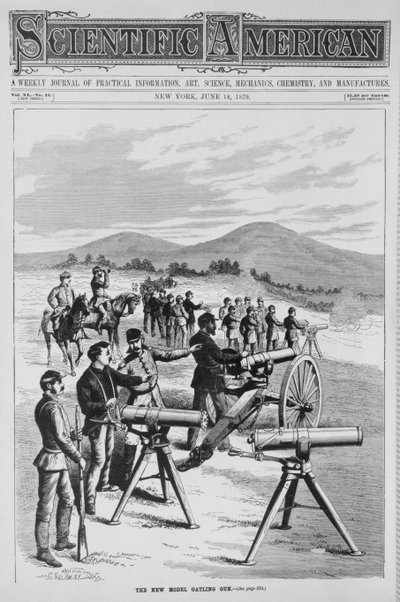 The new model Gatling Gun, from Scientific American, 14th June 1879 by American School
