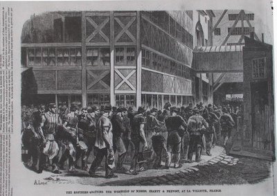 The refiners quitting the workshop of Messrs. Jeanty & Provost at la Villette, France from Scientific American, 1870 by American School