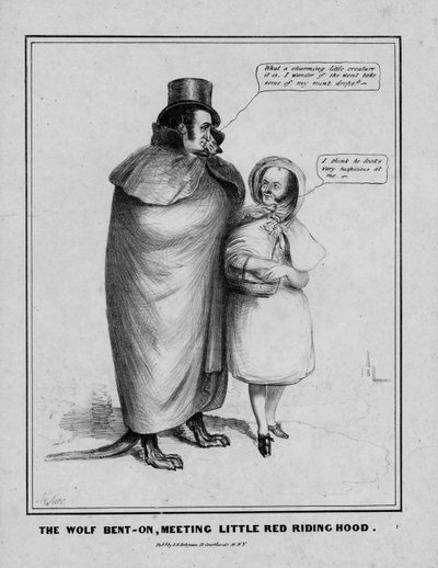The Wolf Bent-on, Meeting Little Red Riding Hood by American School