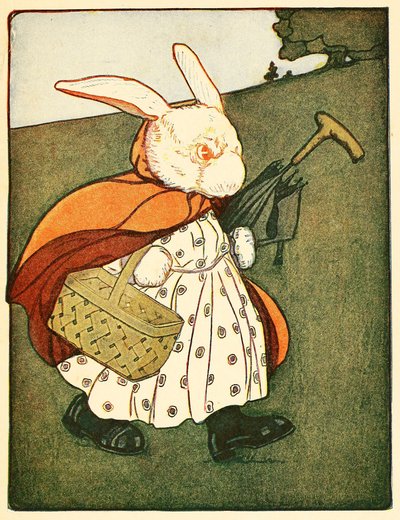 Then old Mrs Rabbit went through the wood to the baker