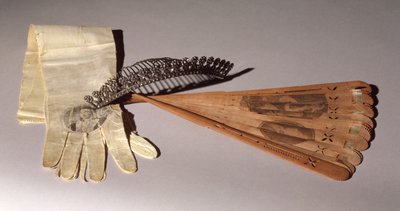 Tiara, gloves and fan, all worn to a ball in honour of Lafayette (1757-1834) on 14th September 1824 by American School