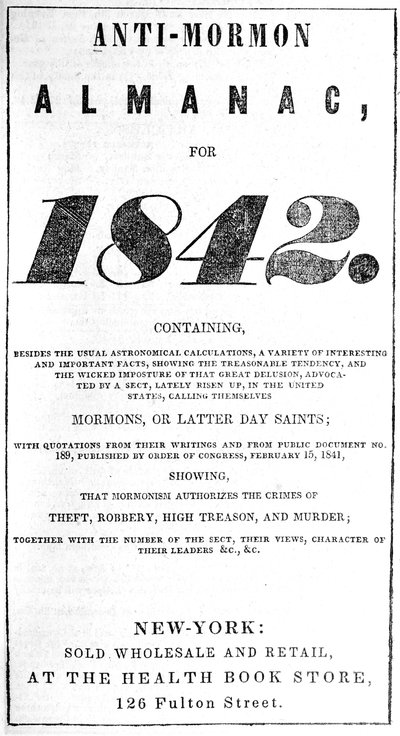 Title page of the Anti-Mormon Almanac for 1842 by American School