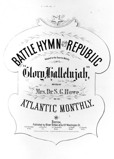 Titlepage to the Battle Hymn of the Republic, written by Julia Ward Howe, 1862 by American School
