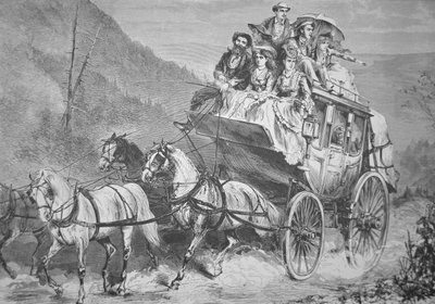 Travelling through the American West by Concord Stagecoach in the 1860s by American School