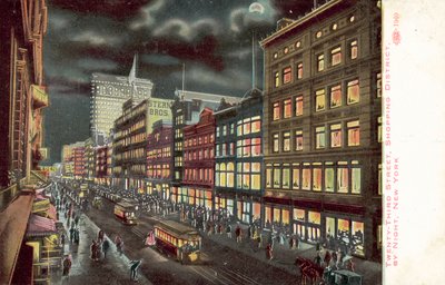 Twenty-Third Street Shopping District, New York, by Night by American School