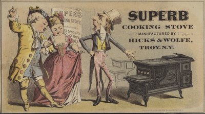 Uncle Sam selling a Superb Cooking Stove by American School