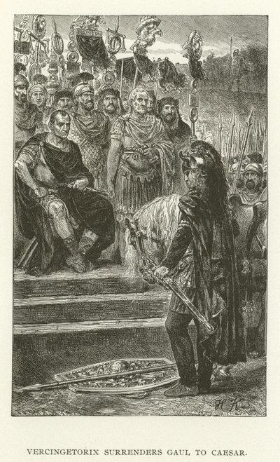 Vercingetorix Surrenders Gaul to Caesar by American School