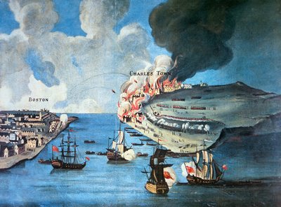 View of Boston and the Battle of Bunker Hill by American School