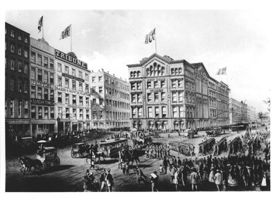 View of Printing Square in New York, with the headquarters of The New York Times, The Sunday Times and The Tribune by American School