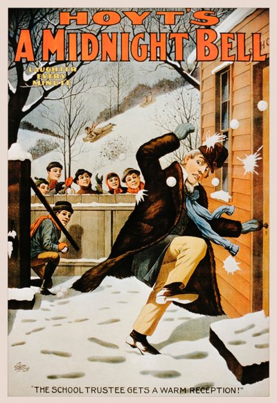 Vintage Poster of Boys Pelting Man with Snowballs, 1890-99 by American School