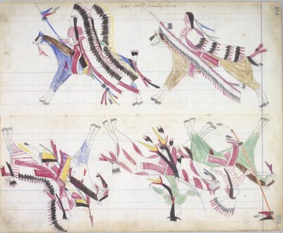War Party Coming Home, Illustration from the Black Horse Ledger, 1877-79 by American School