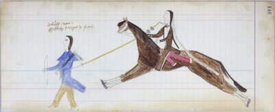 White Man Partially Changed to Indian, Illustration from the Black Horse Ledger, 1877-79 by American School