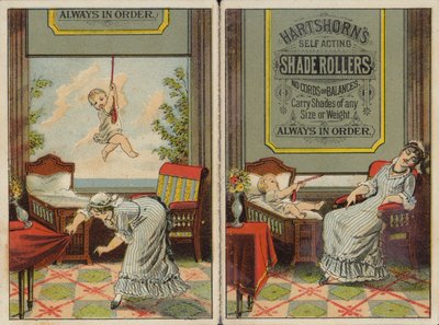 Woman and Baby Advertising Shade Rollers, Blinds by American School