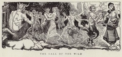 Woman Being Tempted by Fauns to Give in to Her Wilder Urges by American School