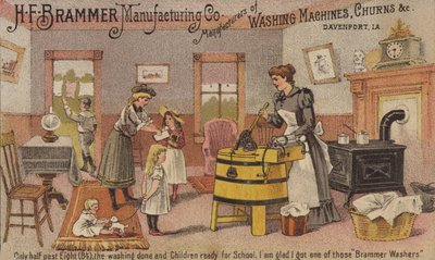 Woman Using Washing Machine by American School