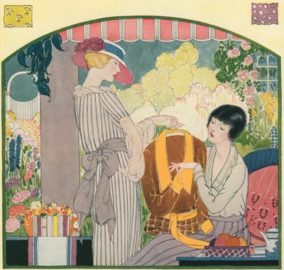 Women in 1920s Fashions Reviewing Their New Clothes by American School