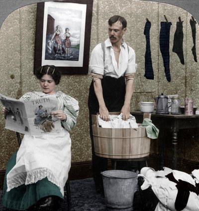The New Woman, Wash Day by American Stereoscopic Company