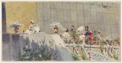 Visitors at a Flower Nursery by Amero Cagnoni