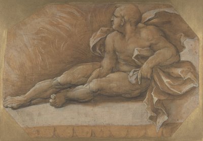 Nude Male Figure Seated on the Ground, ca. 1535-40 by Amico Aspertini