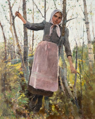 Spring; Girl in a Birch Forest by Amélie Lundahl