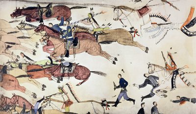 Battle of Little Bighorn, Montana, USA, 25-26 June 1876, c. 1900 by Amos Bad Heart Buffalo