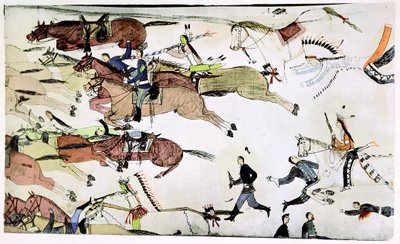Battle of the Little Big Horn, Montana, USA, 25-26 June 1876, c1900 by Amos Bad Heart Buffalo