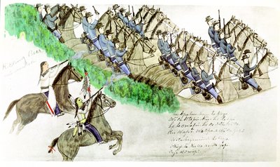 Beginning of the Battle of the Little Big Horn, Montana, USA, 25 June 1876, c1900 by Amos Bad Heart Buffalo