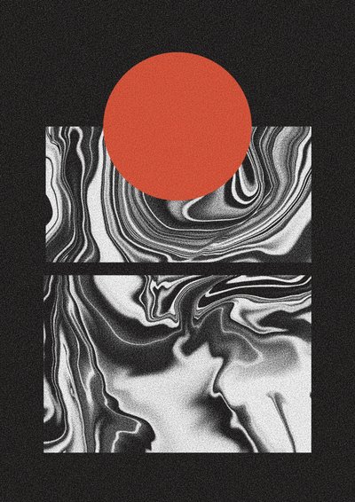 Red Sun Marble Flow by Amy Louise Baker