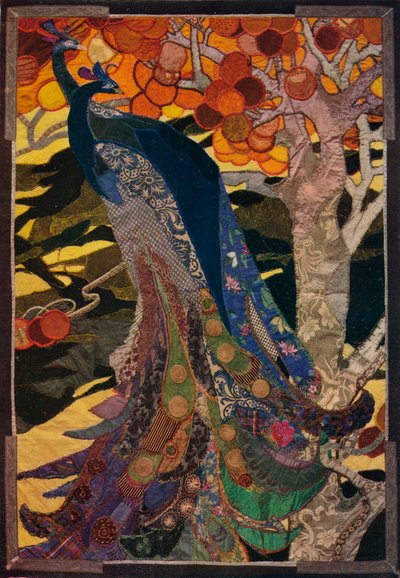 Peacock Panel in Patchwork, c1920 by Amy Sawyer