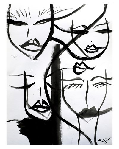 Abstract Women Faces by Amy Straley