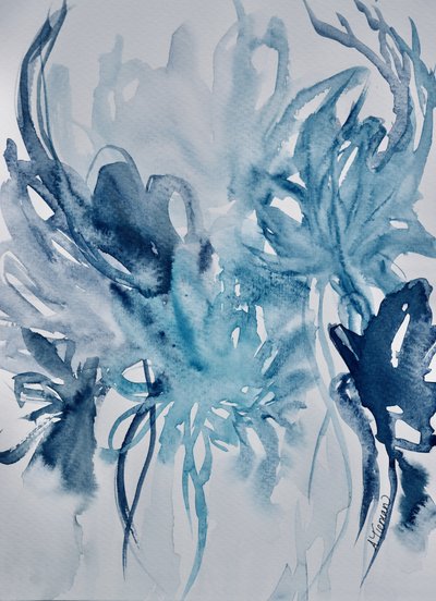 Abstract Blue Florals by Amy Tieman