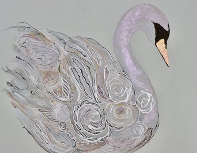 Elegant Floral Swan by Amy Tieman