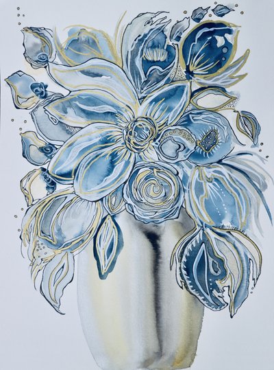 Indigo Gold Blooms by Amy Tieman