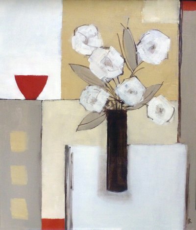 Red Bowl, White Flowers by Ana Bianchi