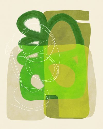 Painted Lines Green Tan 4 by Ana Rut Bre