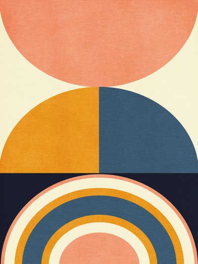 Rainbow Plus Shapes Blue Mustard 10 by Ana Rut Bre