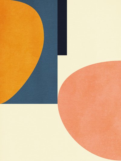 Rainbow Plus Shapes Blue Mustard 1 by Ana Rut Bre