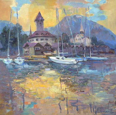 Sailboats Lake Reflections by Anastasiia Grygorieva