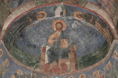 Christ Enthroned Saviour of the World, 12th Century by Ancient Russian frescos