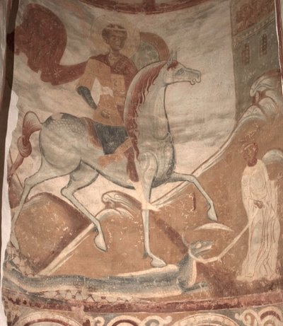 Saint George and the Dragon by Ancient Russian frescos