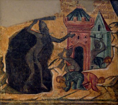 The Last Judgment. Fresco of the Novodevichy Convent by Ancient Russian frescos